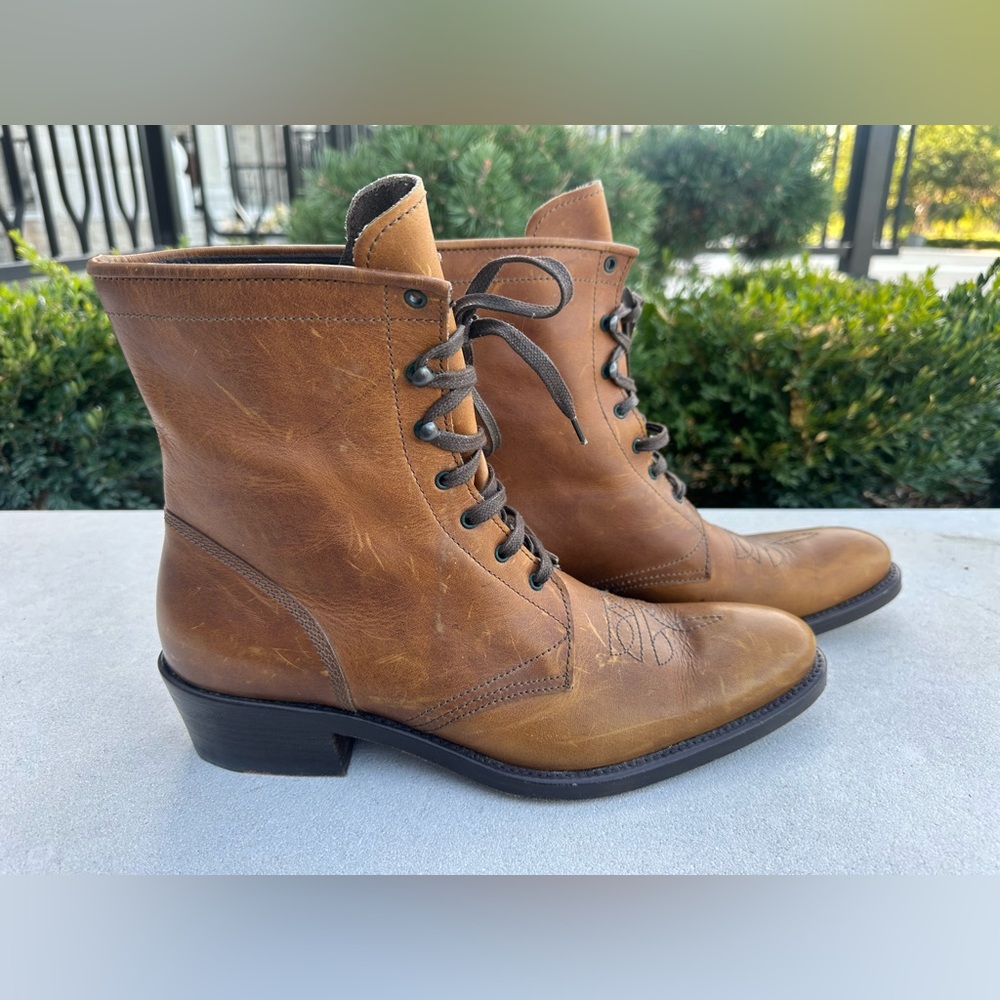 Fendi Tan Brown Leather Oxford Dress Boots (Men’s Size 9 OR Women’s Size 10.5) - Picture 3 of 9